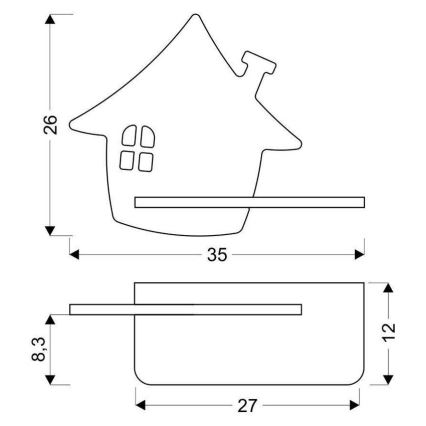 LED vaikiška sieninė lempa su lentyna HOUSE LED/4W/230V žalia/medis