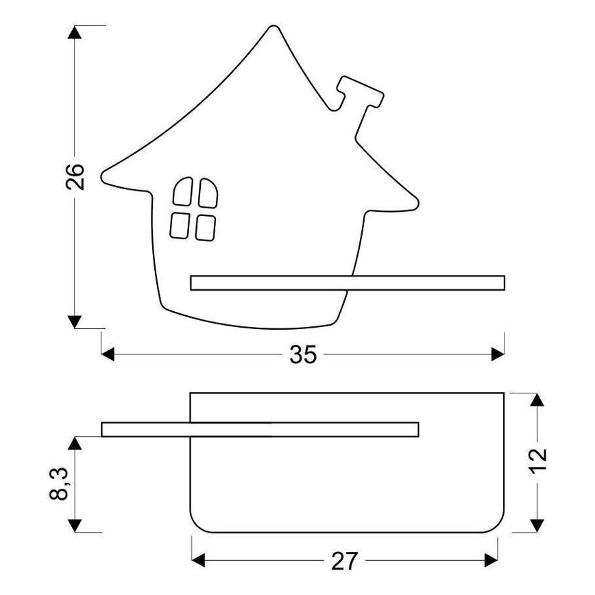 LED vaikiška sieninė lempa su lentyna HOUSE LED/4W/230V žalia/medis