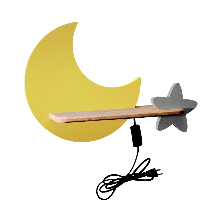 LED vaikiška sieninė lempa su lentyna MOON LED/5W/230V