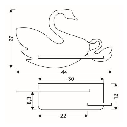 LED vaikiška sieninė lempa su lentyna SWAN LED/5W/230V