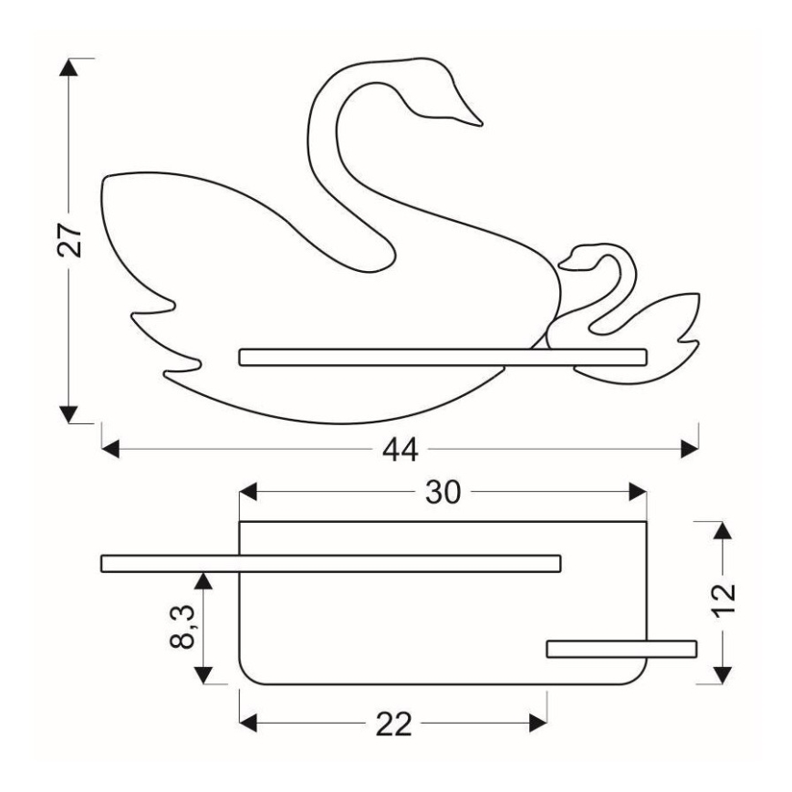 LED vaikiška sieninė lempa su lentyna SWAN LED/5W/230V