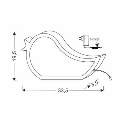 LED vaikiška stalinė lempa BIRD LED/12W/230V mėlyna