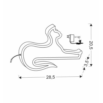 LED vaikiška stalinė lempa CAT LED/13W/230V juoda