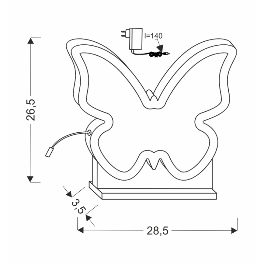 LED Vaikiška stalinė lemputė BUTTERFLY LED/14W/230V rožinė