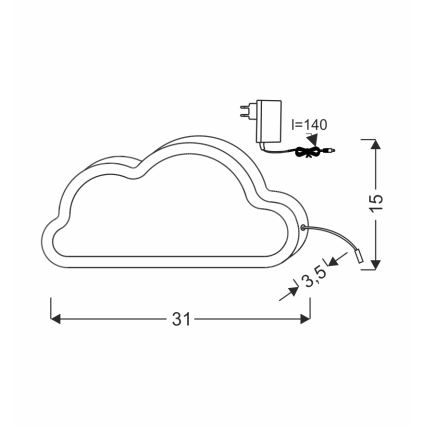 LED Vaikiška stalinė lemputė CLOUD LED/11W/230V mėlyna