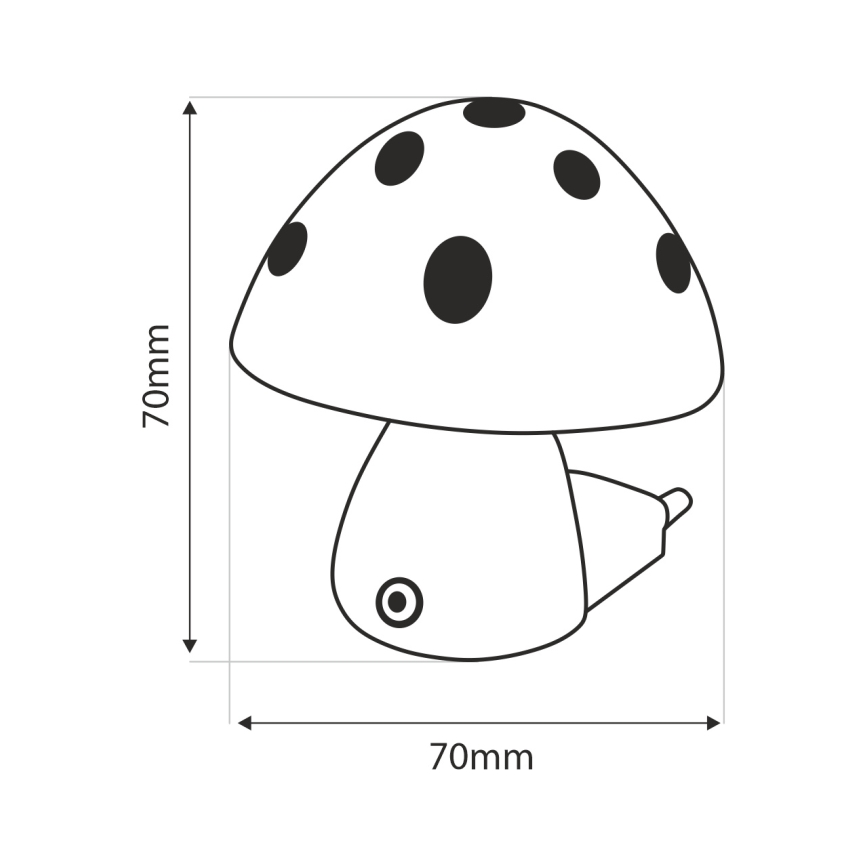 LED vaikiškas naktinis šviestuvas su prieblandos jutikliu LED/0,5W/230V Musmirė