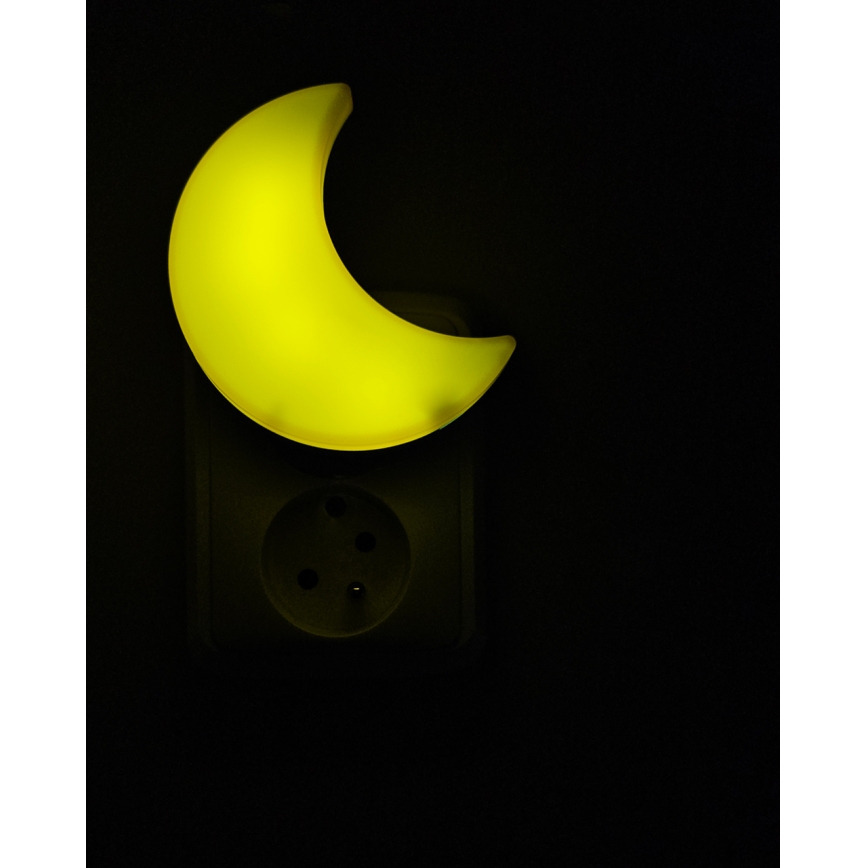 LED vaikiškas naktinis šviestuvas su prietemos jutikliu LED/0,5W/230V mėnulis