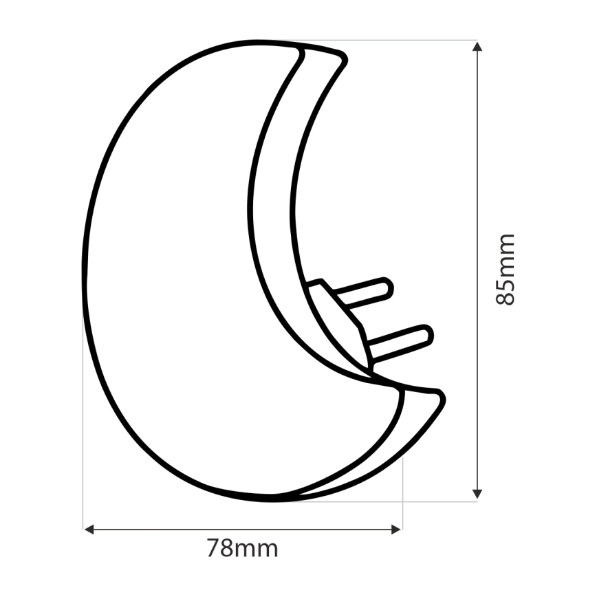 LED vaikiškas naktinis šviestuvas su prietemos jutikliu LED/0,5W/230V mėnulis