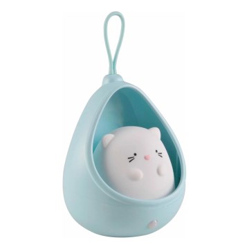 LED Vaikiškas orientacinis šviestuvas su jutikliu KITTY LED/0,5W/5V USB 1200 mAh mėlynas