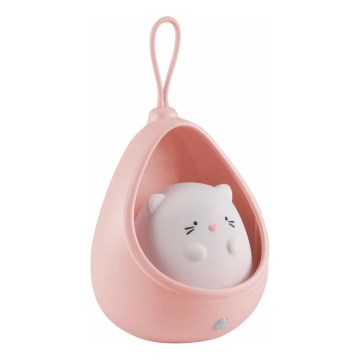 LED Vaikiškas orientacinis šviestuvas su jutikliu KITTY LED/0,5W/5V USB 1200 mAh rožinis