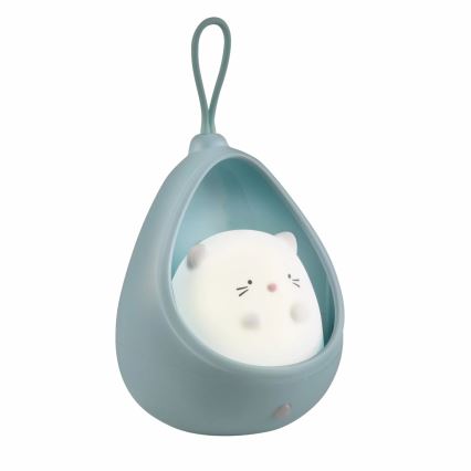 LED Vaikiškas orientacinis šviestuvas su jutikliu KITTY LED/0,5W/5V USB 1200 mAh mėlynas