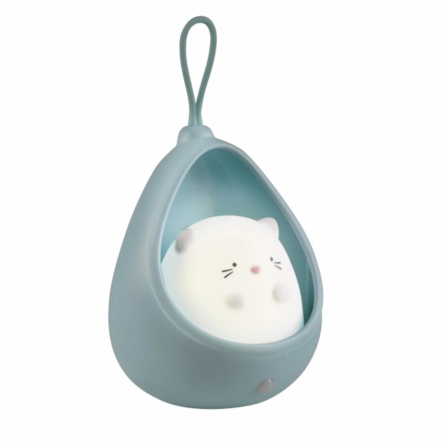 LED Vaikiškas orientacinis šviestuvas su jutikliu KITTY LED/0,5W/5V USB 1200 mAh mėlynas