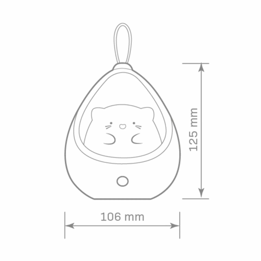 LED Vaikiškas orientacinis šviestuvas su jutikliu KITTY LED/0,5W/5V USB 1200 mAh mėlynas