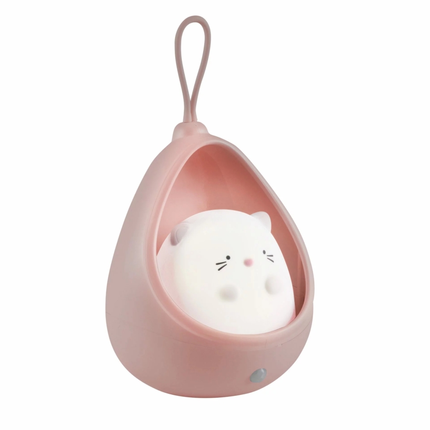 LED Vaikiškas orientacinis šviestuvas su jutikliu KITTY LED/0,5W/5V USB 1200 mAh rožinis