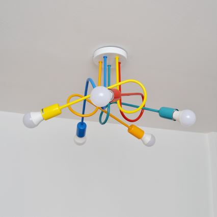 LED Vaikiškas pakabinamas sietynas OXFORD 5xE27/15W/230V