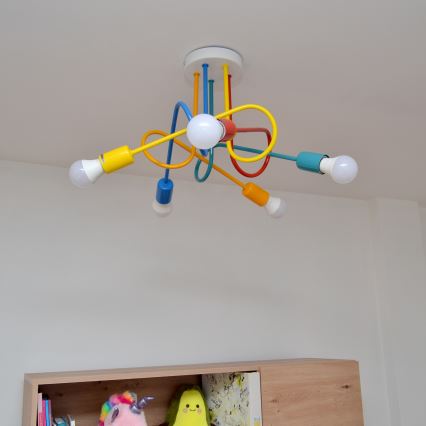 LED Vaikiškas pakabinamas sietynas OXFORD 5xE27/15W/230V