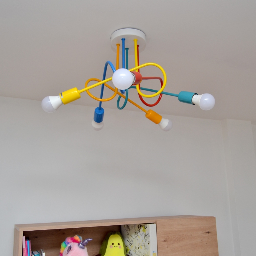 LED Vaikiškas pakabinamas sietynas OXFORD 5xE27/15W/230V