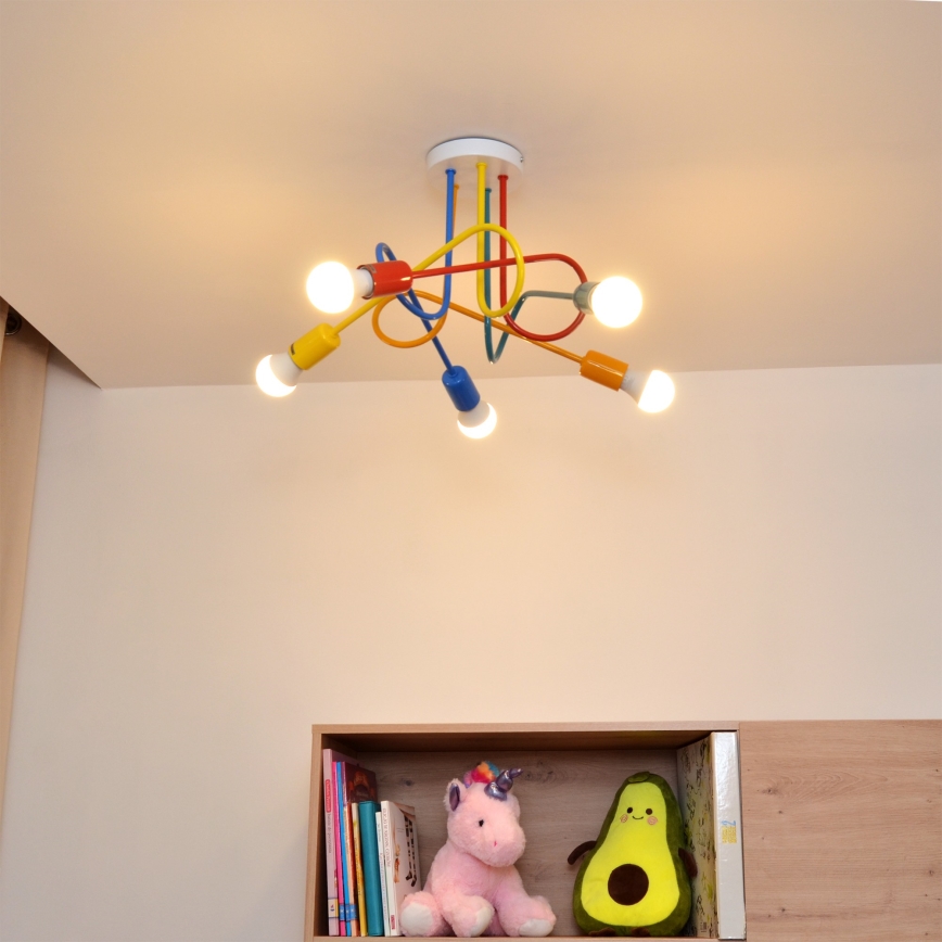 LED Vaikiškas pakabinamas sietynas OXFORD 5xE27/15W/230V