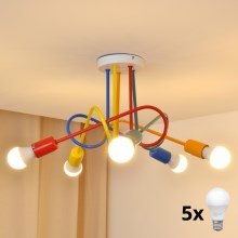 LED Vaikiškas pakabinamas sietynas OXFORD 5xE27/60W/230V