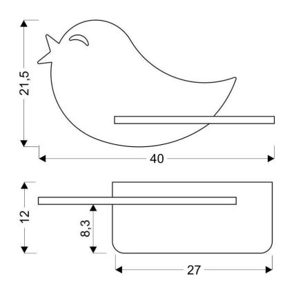 LED Vaikiškas sieninis šviestuvas su lentyna BIRD LED/5W/230V rožinė/medinė