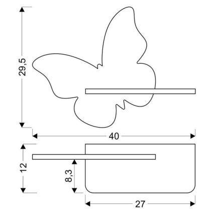 LED Vaikiškas sieninis šviestuvas su lentyna BUTTERFLY LED/5W/230V žalia/medinė