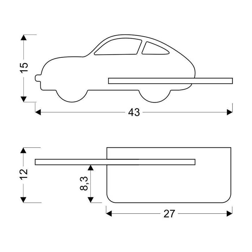 LED Vaikiškas sieninis šviestuvas su lentyna CAR LED/5W/230V žalia/medinė