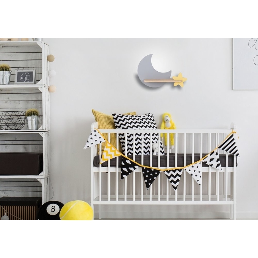 LED Vaikiškas sieninis šviestuvas su lentyna MOON LED/5W/230V- FSC sertifikuota