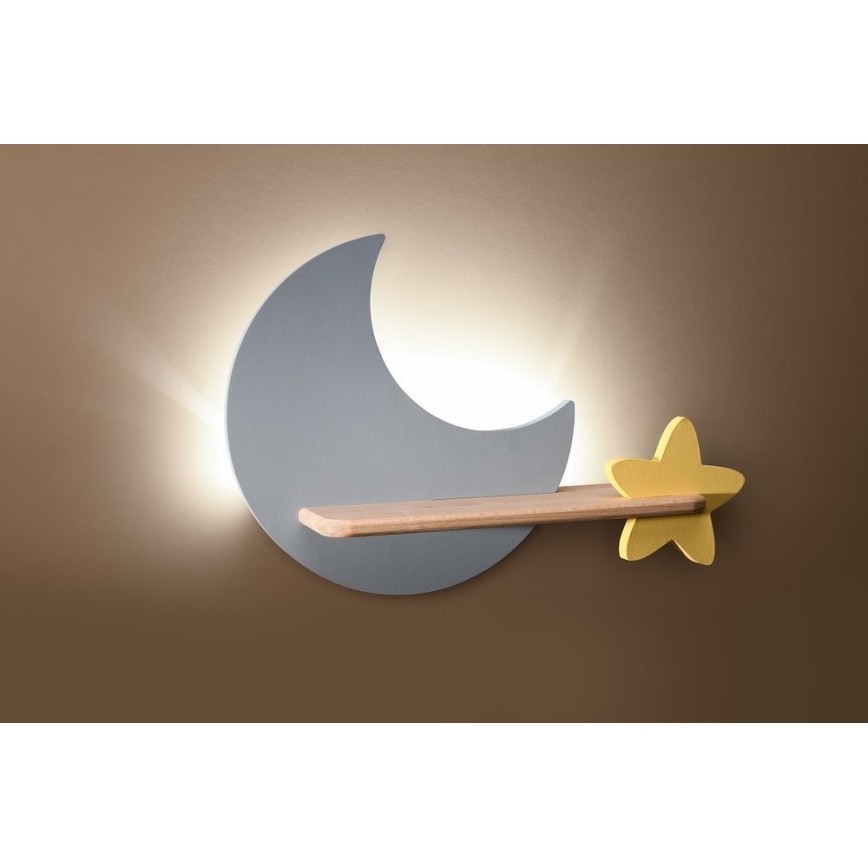 LED Vaikiškas sieninis šviestuvas su lentyna MOON LED/5W/230V
