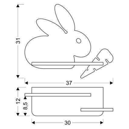 LED Vaikiškas sieninis šviestuvas su lentyna RABBIT LED/4W/230V pilka/balta/medinė