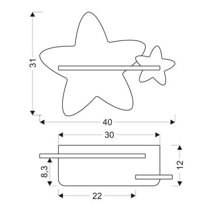 LED Vaikiškas sieninis šviestuvas su lentyna STAR LED/5W/230V