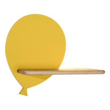 LED Vaikiškas sieninis šviestuvas su lentynėle BALLOON LED/4W/230V geltona/medis,