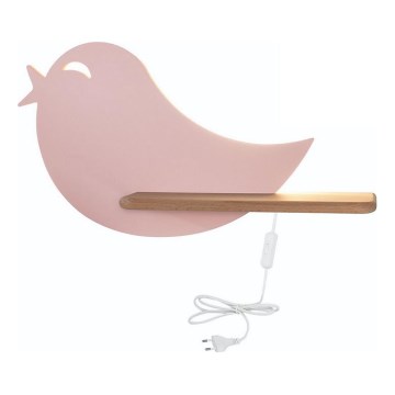 LED Vaikiškas sieninis šviestuvas su lentynėle BIRD LED/5W/230V rožinė/medis,