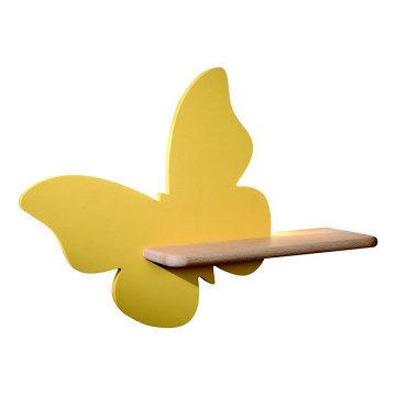LED Vaikiškas sieninis šviestuvas su lentynėle BUTTERFLY LED/5W/230V geltona/medis,