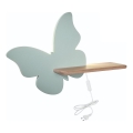 LED Vaikiškas sieninis šviestuvas su lentynėle BUTTERFLY LED/5W/230V žalia/medis,