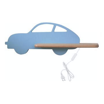 LED Vaikiškas sieninis šviestuvas su lentynėle CAR LED/5W/230V mėlynas/medis,