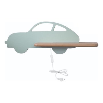 LED Vaikiškas sieninis šviestuvas su lentynėle CAR LED/5W/230V žalia/medis,