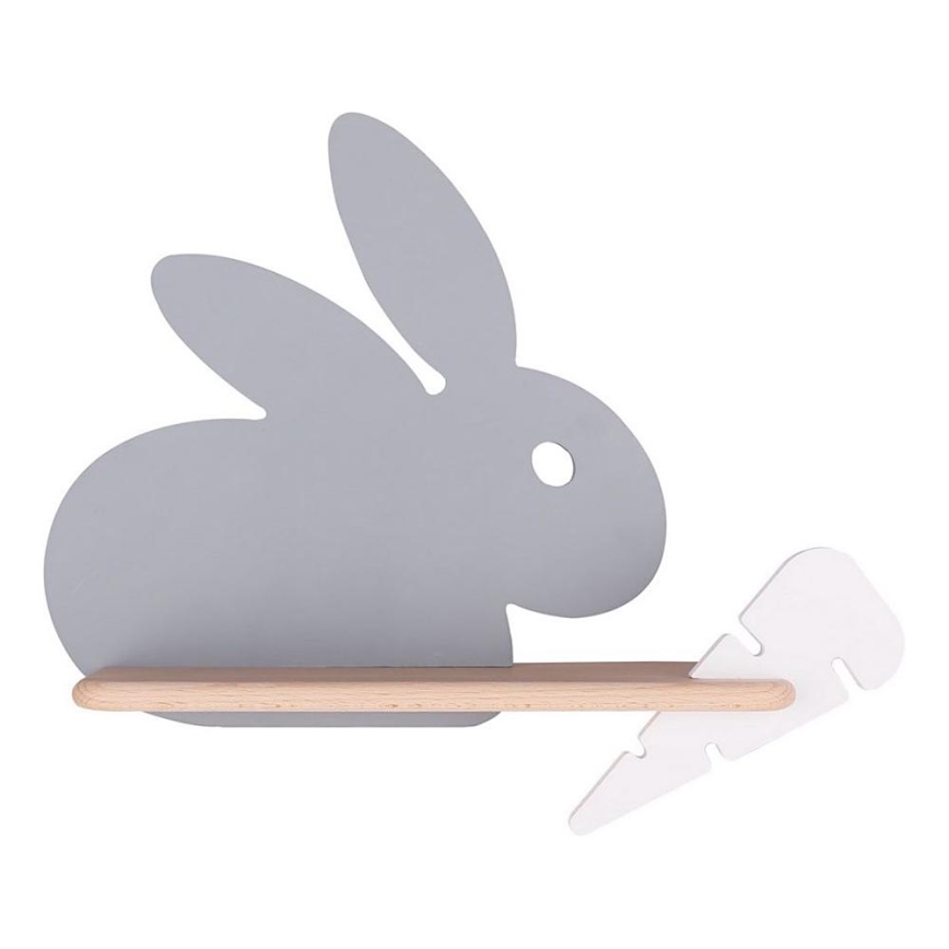 LED Vaikiškas sieninis šviestuvas su lentynėle RABBIT LED/4W/230V pilka/balta/medis,