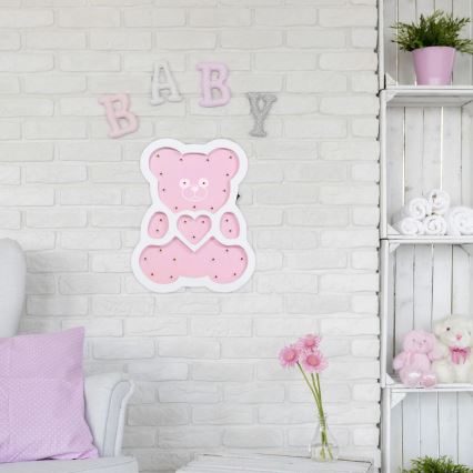 LED vaikiškas šviestuvas LED/2xAA rausva meška