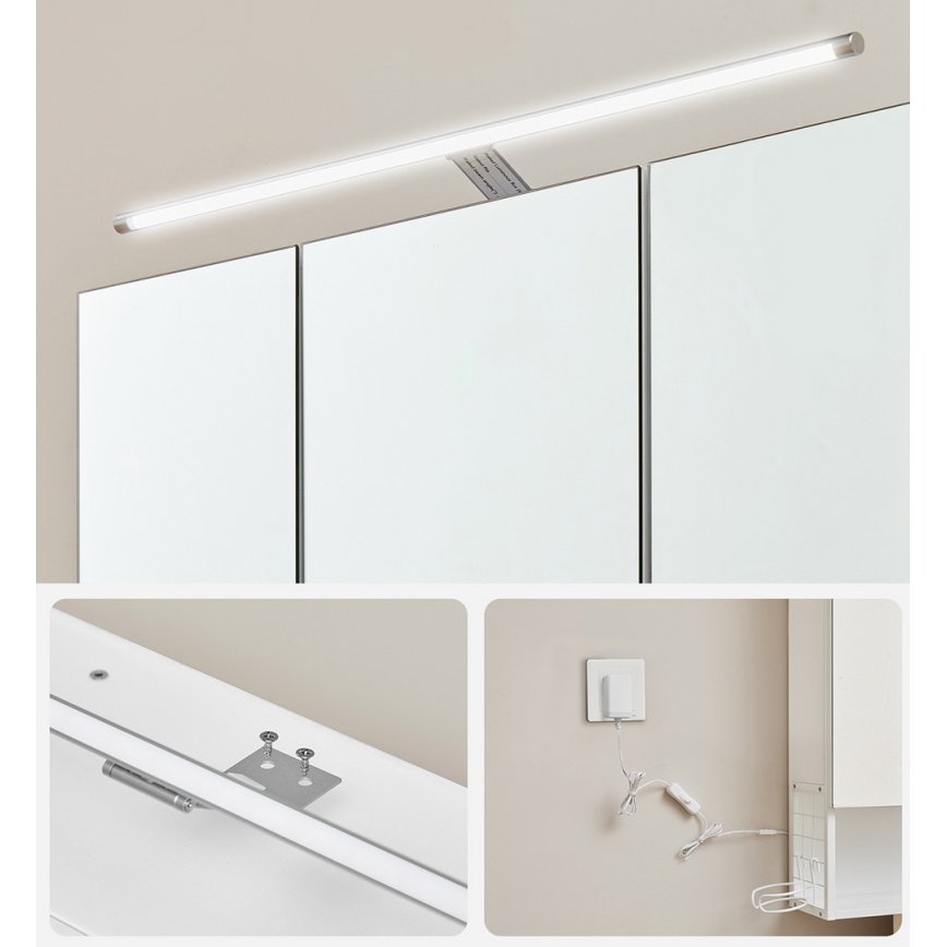 LED veidrodinė vonios spintelė SKY 70x70x16 cm 230V balta