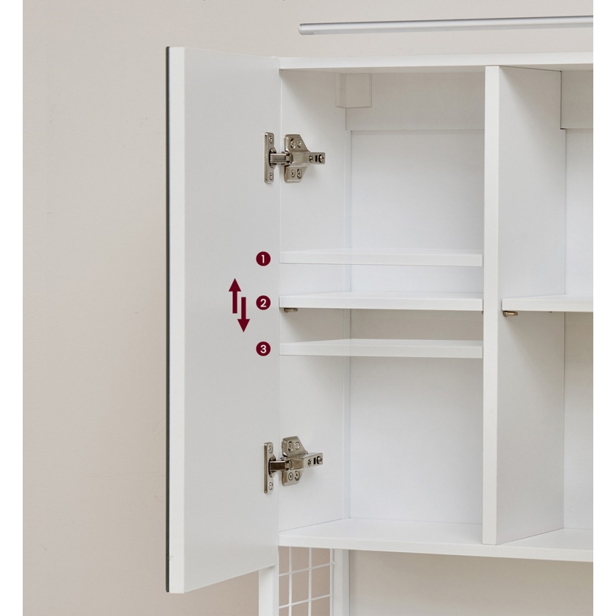 LED veidrodinė vonios spintelė SKY 70x70x16 cm 230V balta