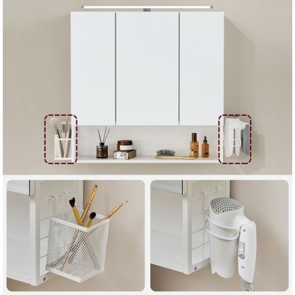 LED veidrodinė vonios spintelė SKY 70x70x16 cm 230V balta