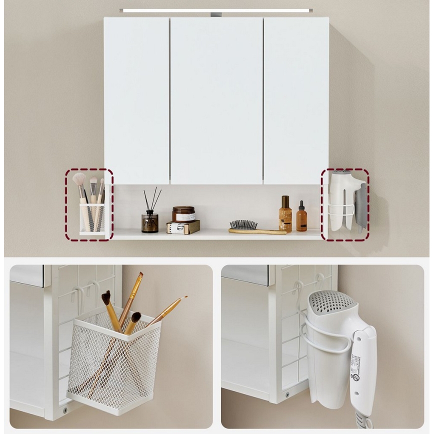 LED veidrodinė vonios spintelė SKY 70x70x16 cm 230V balta