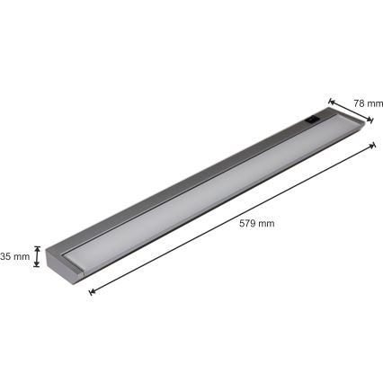 LED virtuvės šviestuvas, kabinamas po spintele LED/10W/230V sidabras