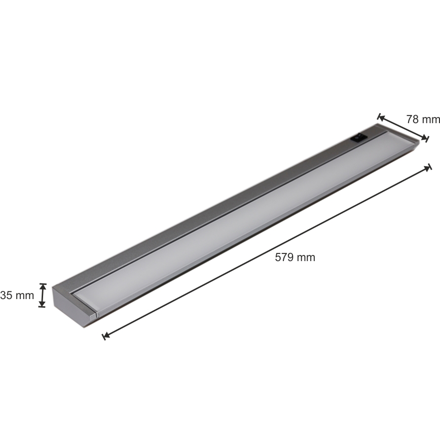 LED virtuvės šviestuvas, kabinamas po spintele LED/10W/230V sidabras