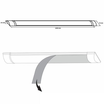 LED virtuvės šviestuvas, kabinamas po spintele LED/36W/230V 4000K 120 cm balta