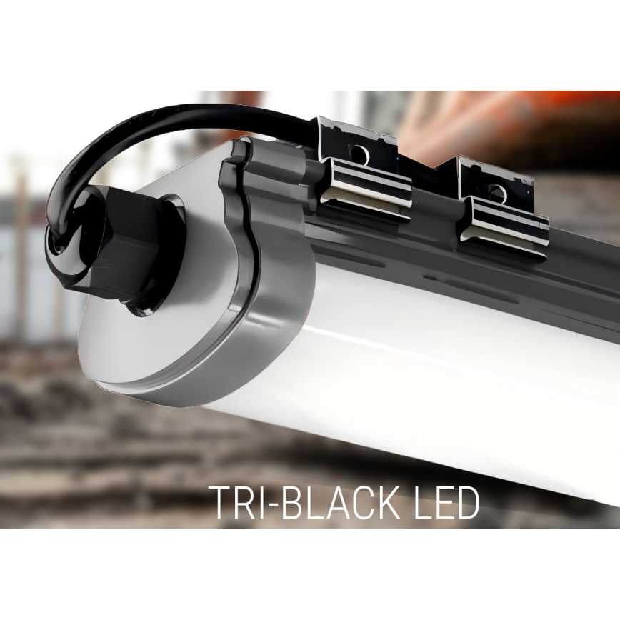 LED virtuvės šviestuvas, kabinamas po spintele LED/60W/230V 6000K 120 cm IP65 juoda