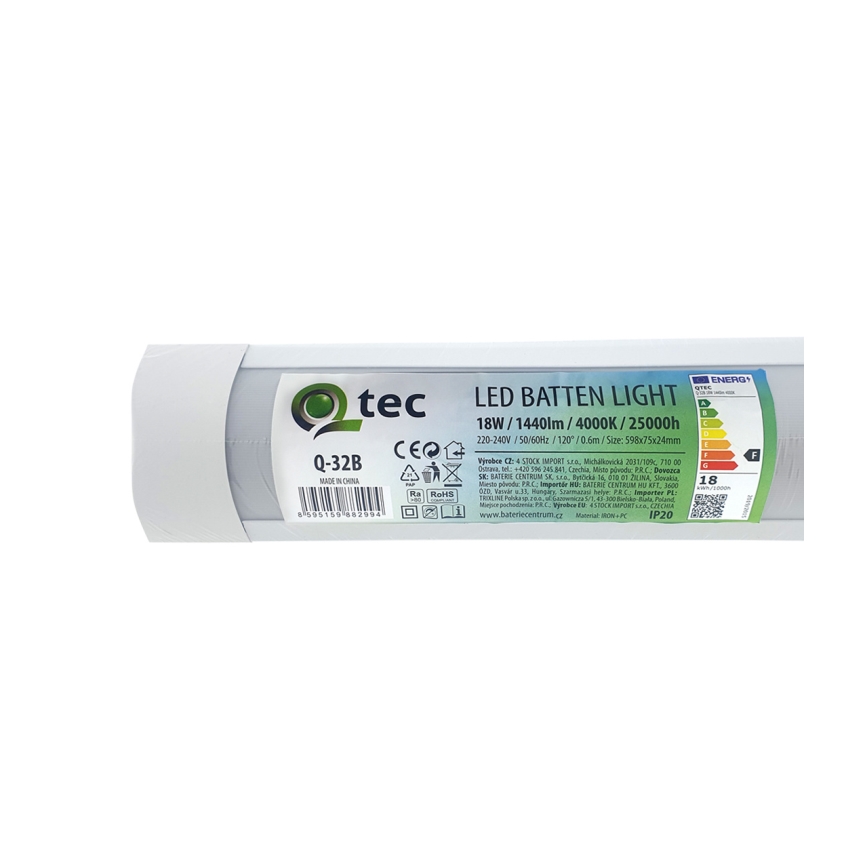 LED virtuvės šviestuvas, kabinamas po spintele QTEC LED/18W/230V 60 cm balta
