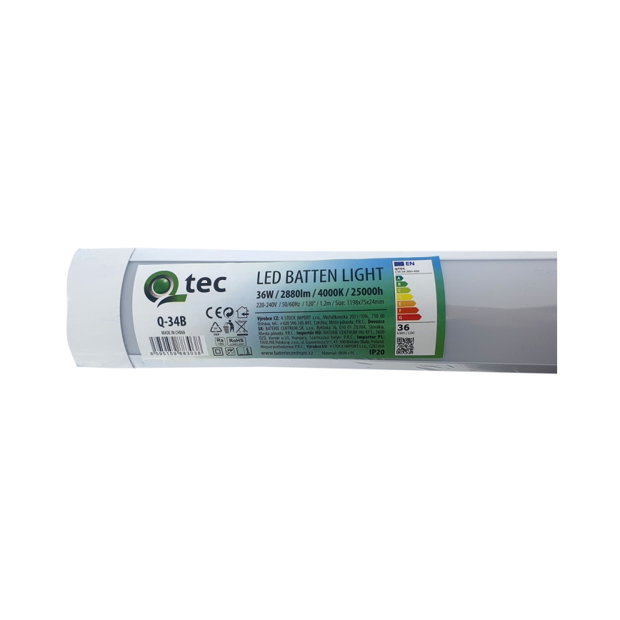 LED virtuvės šviestuvas, kabinamas po spintele QTEC LED/36W/230V 120 cm balta