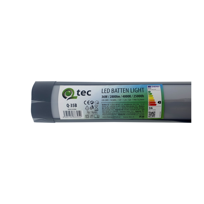 LED virtuvės šviestuvas, kabinamas po spintele QTEC LED/36W/230V 120 cm juoda