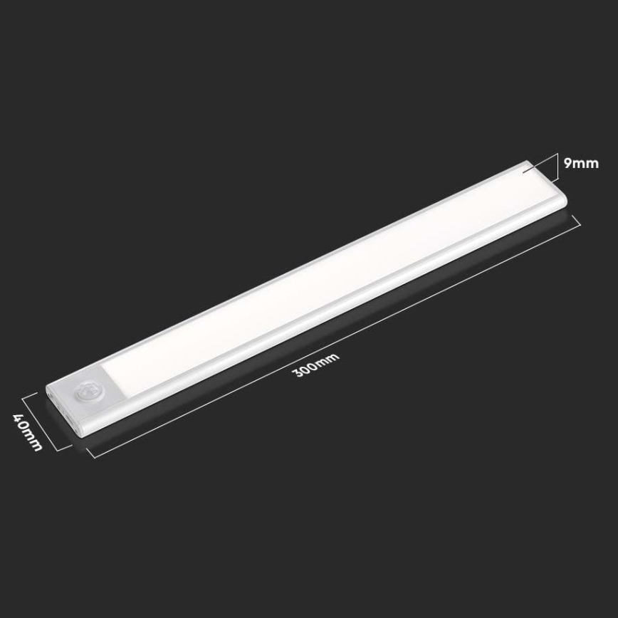 LED virtuvės šviestuvas, kabinamas po spintele su jutikliu LED/1,5W/5V 1500 mAh 3000K